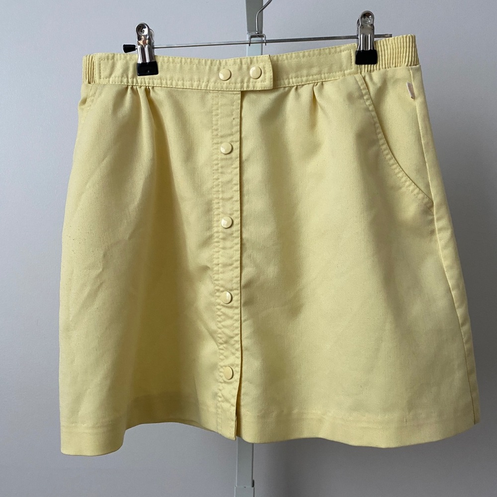 Lily's of Beverly Hills Vintage Academia Preppy Button Mini Skirt 10 Yellow